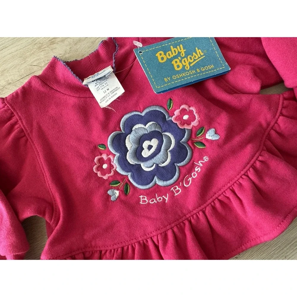 Oshkosh VINTAGE Baby B'gosh sweatshirt NEW Tags Size‎ 12 months PINK